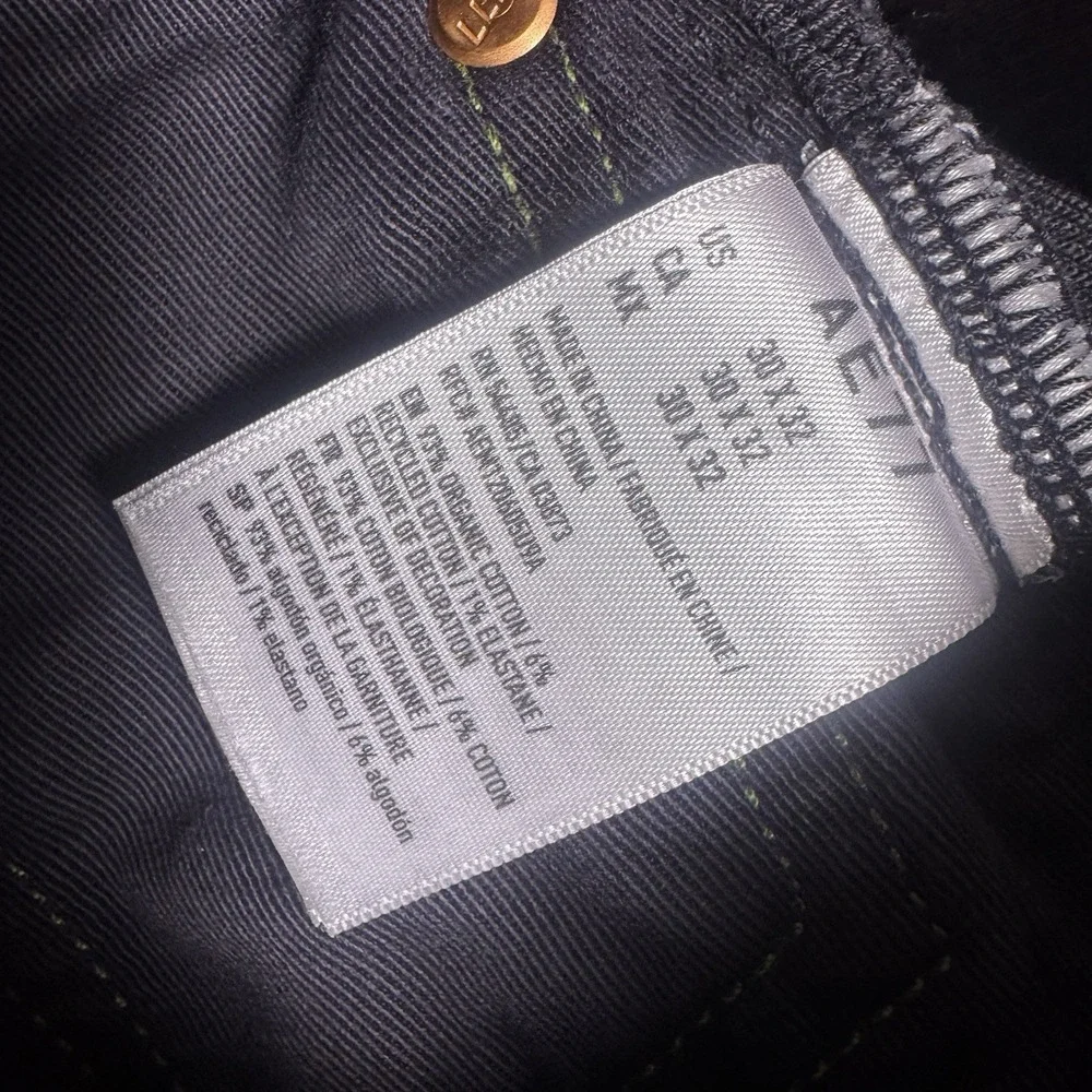 AE77 Selvedge Denim Jeans Mens 30x32 Classic Tapered Fit Charcoal Wash Everyday